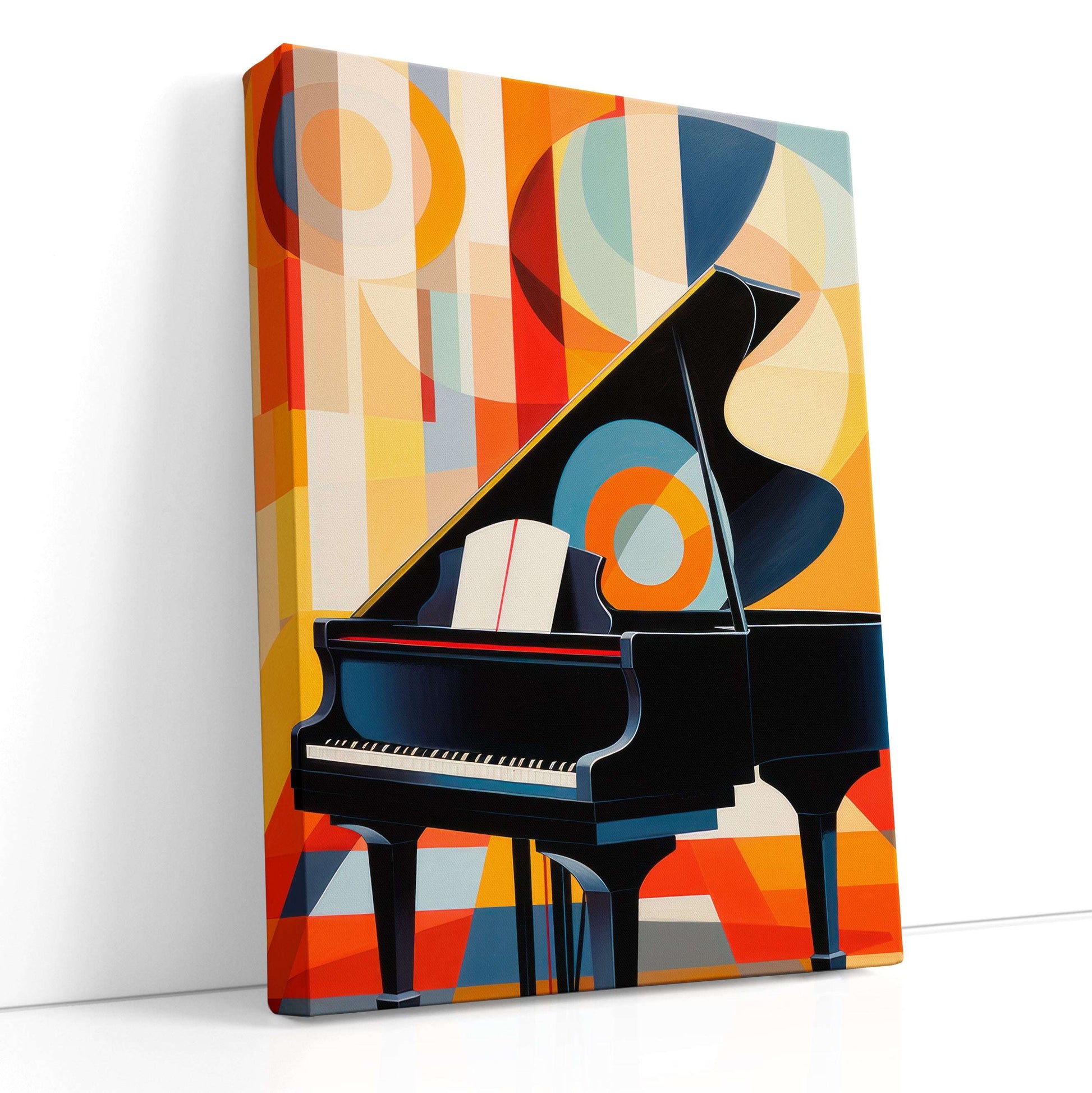 Geometric Abstraction of Grand Piano with Bright Background - Canvas Print - Artoholica Ready to Hang Canvas Print