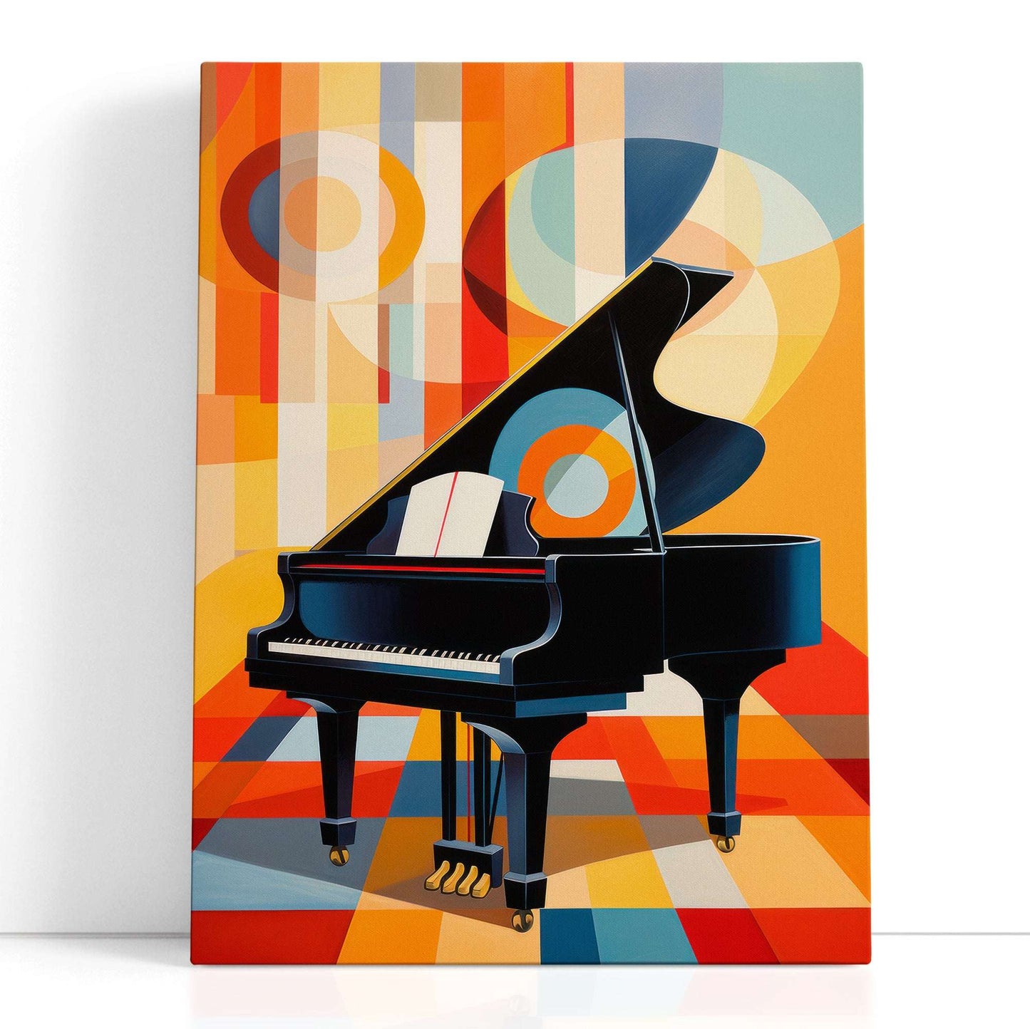 Geometric Abstraction of Grand Piano with Bright Background - Canvas Print - Artoholica Ready to Hang Canvas Print