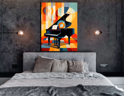 Geometric Abstraction of Grand Piano with Bright Background - Canvas Print - Artoholica Ready to Hang Canvas Print