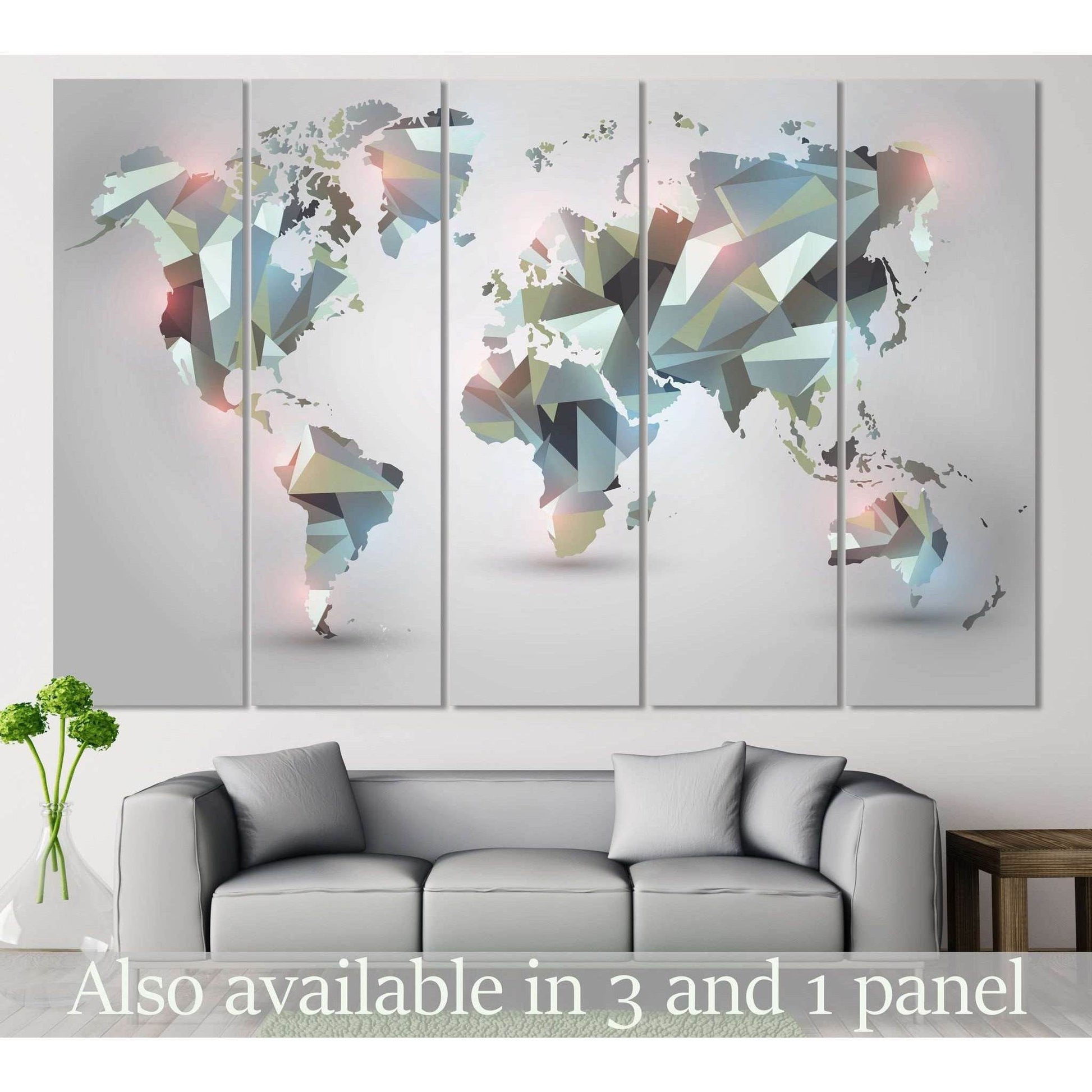 Geometrical World Map №108 Ready to Hang Canvas PrintCanvas art arrives ready to hang, with hanging accessories included and no additional framing required. Every canvas print is hand-crafted, made on-demand at our workshop and expertly stretched around 1