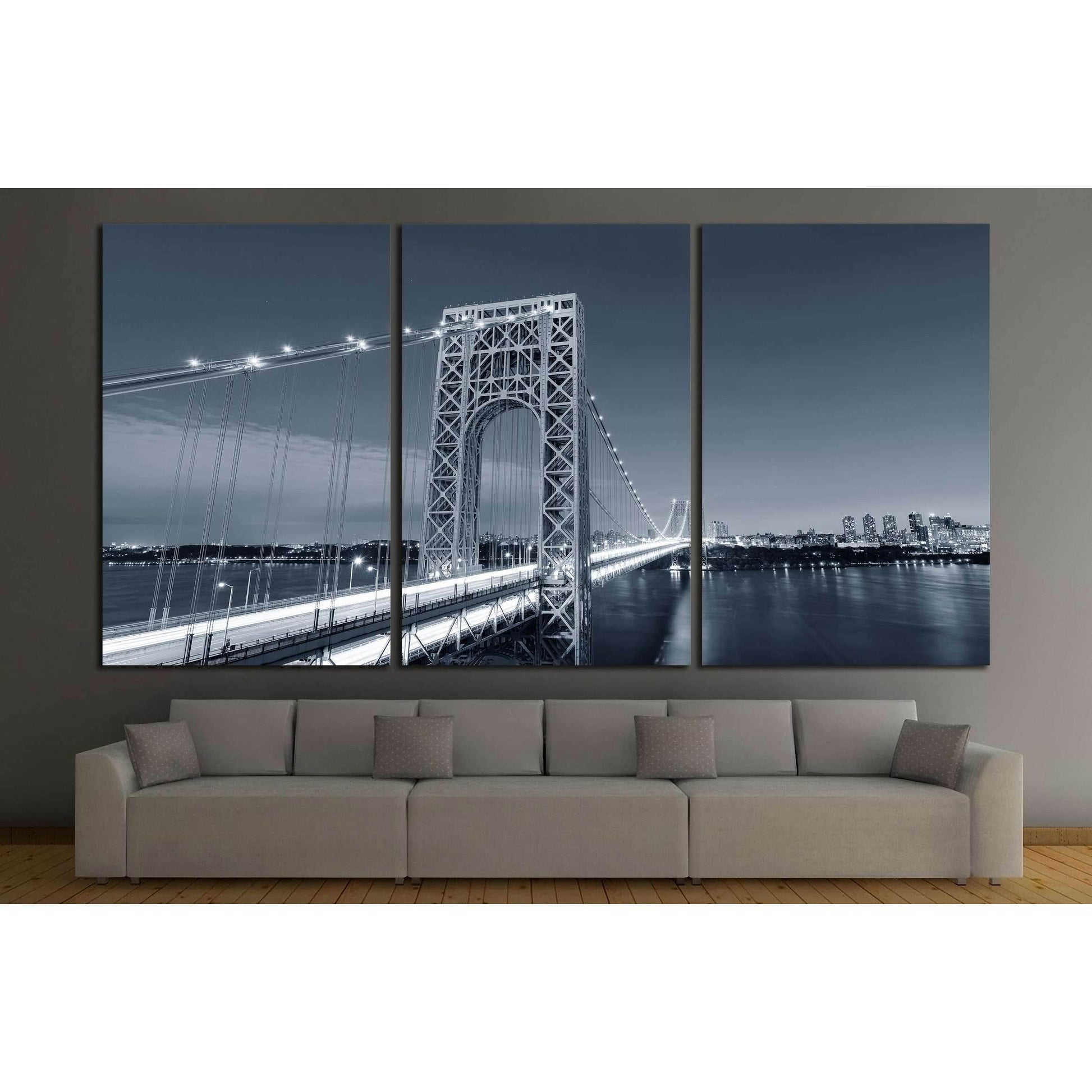 George Washington Bridge black and white over Hudson River №2604 Ready to Hang Canvas PrintCanvas art arrives ready to hang, with hanging accessories included and no additional framing required. Every canvas print is hand-crafted, made on-demand at our wo