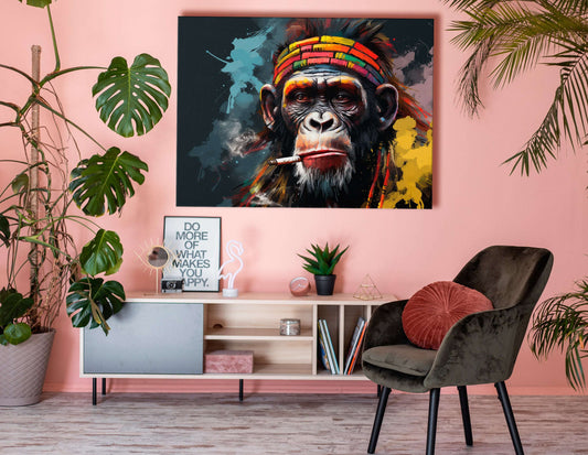 Giant Chimpanzee in Bright Bandana - Canvas Print - Artoholica Ready to Hang Canvas Print