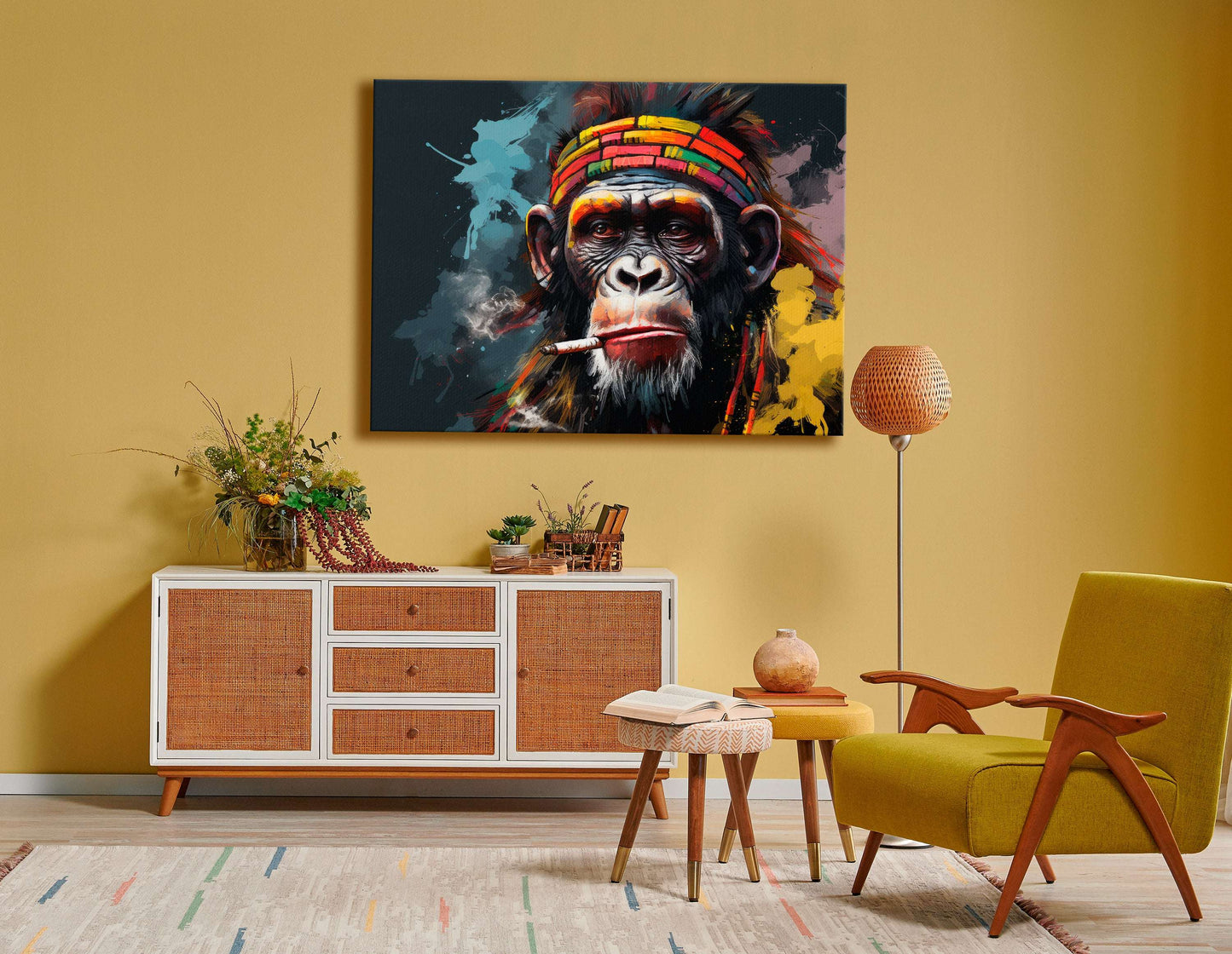 Giant Chimpanzee in Bright Bandana - Canvas Print - Artoholica Ready to Hang Canvas Print