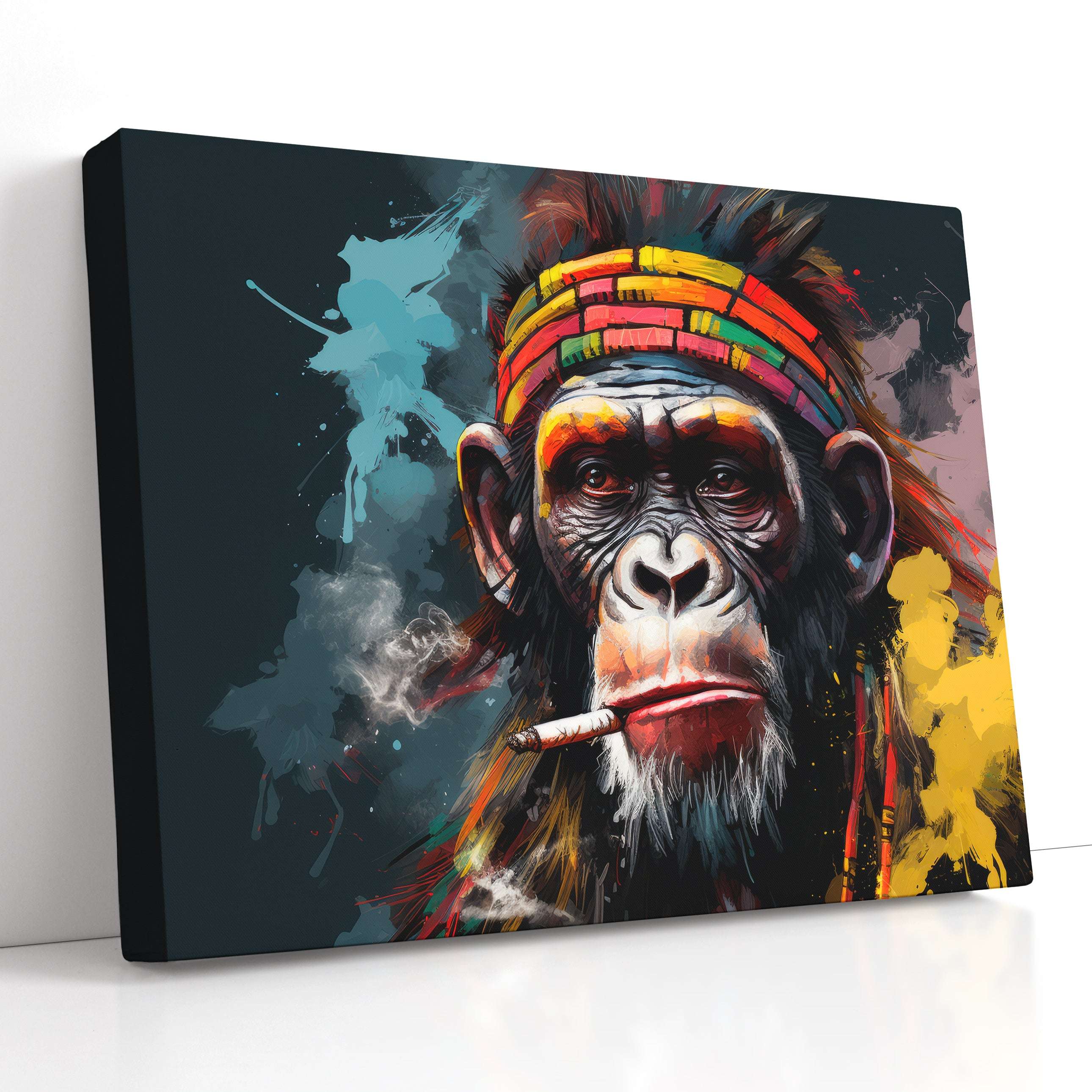 Giant Chimpanzee in Bright Bandana - Canvas Print - Artoholica Ready to Hang Canvas Print