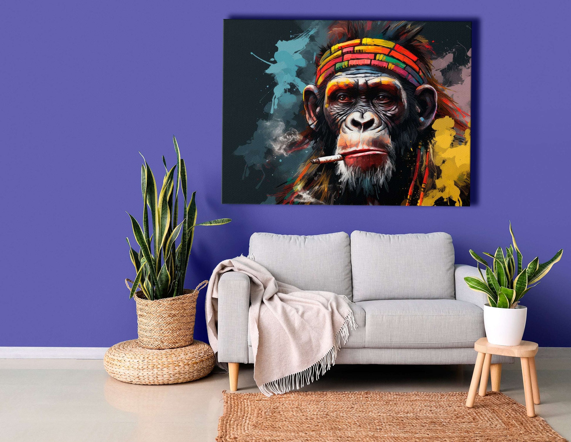 Giant Chimpanzee in Bright Bandana - Canvas Print - Artoholica Ready to Hang Canvas Print