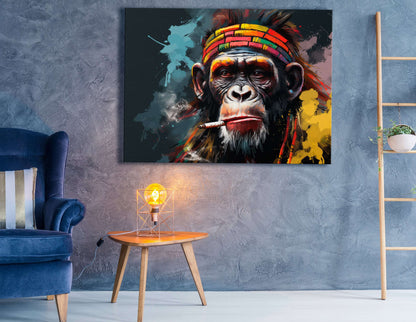 Giant Chimpanzee in Bright Bandana - Canvas Print - Artoholica Ready to Hang Canvas Print