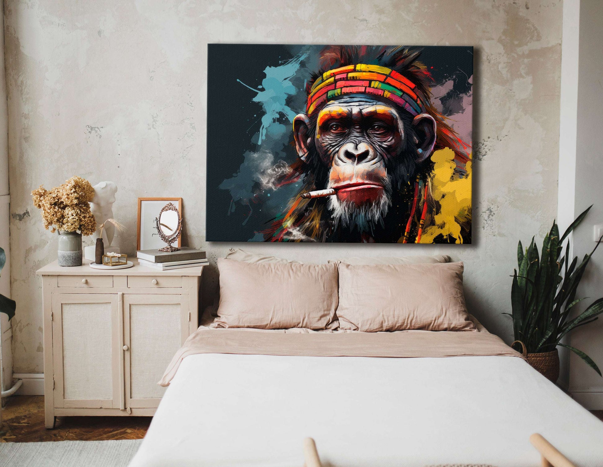 Giant Chimpanzee in Bright Bandana - Canvas Print - Artoholica Ready to Hang Canvas Print