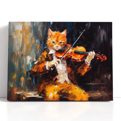 Ginger Cat in Suit Playing Violin - Canvas Print - Artoholica Ready to Hang Canvas Print