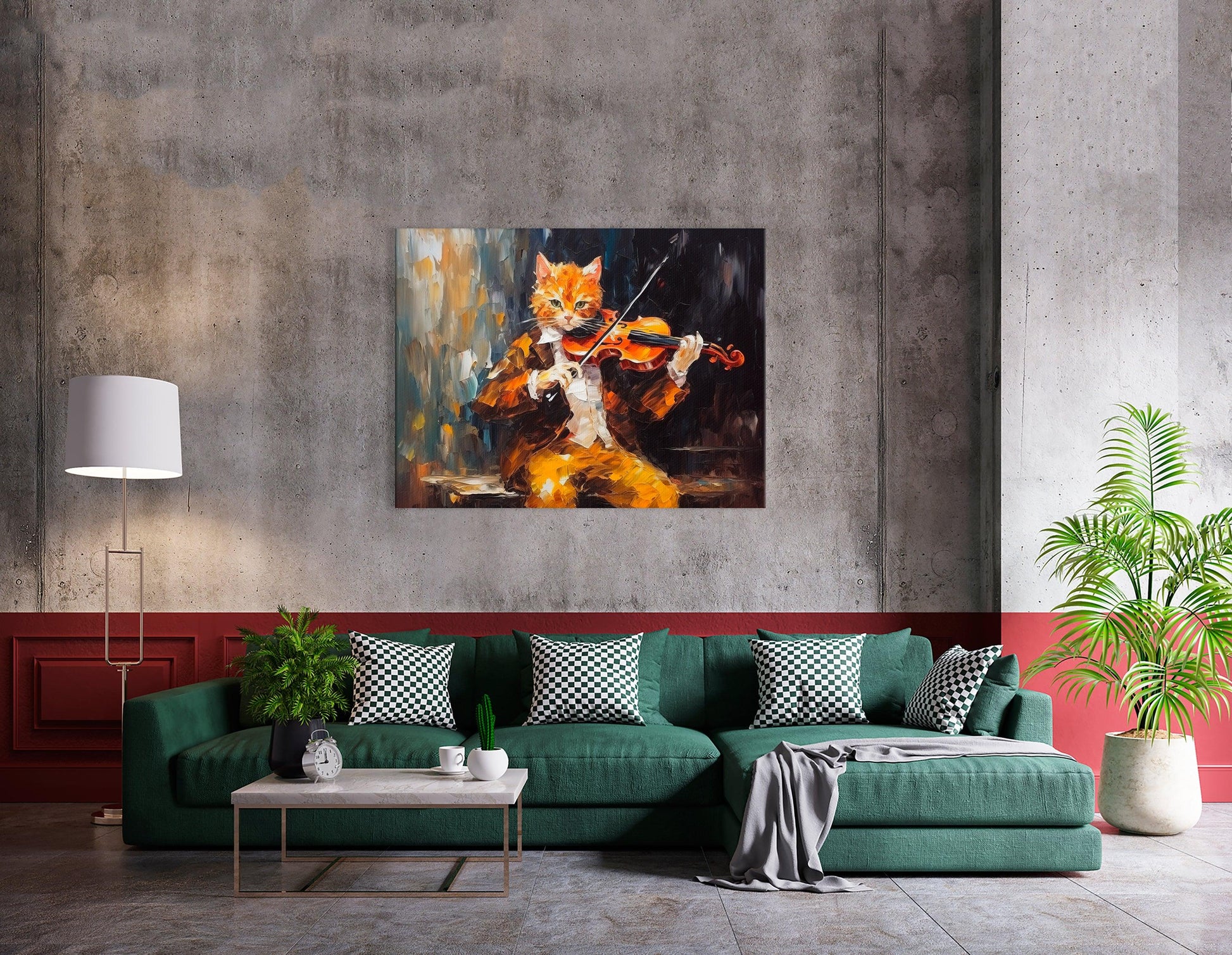 Ginger Cat in Suit Playing Violin - Canvas Print - Artoholica Ready to Hang Canvas Print