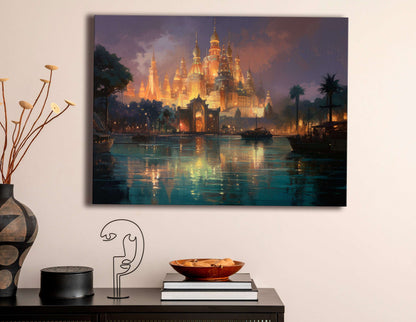 Glowing Atlantis Castle - Canvas Print - Artoholica Ready to Hang Canvas Print