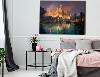 Glowing Atlantis Castle - Canvas Print - Artoholica Ready to Hang Canvas Print