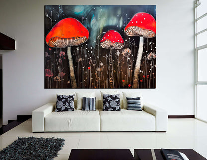 Glowing Forest Mushrooms - Canvas Print - Artoholica Ready to Hang Canvas Print