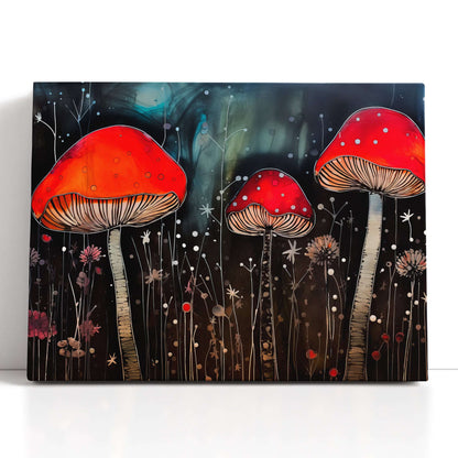 Glowing Forest Mushrooms - Canvas Print - Artoholica Ready to Hang Canvas Print