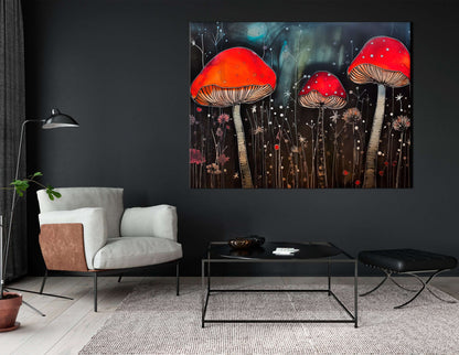 Glowing Forest Mushrooms - Canvas Print - Artoholica Ready to Hang Canvas Print