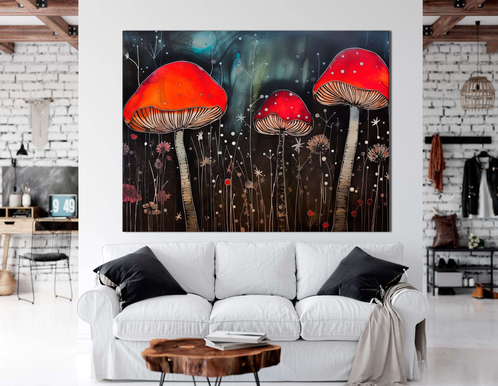 Glowing Forest Mushrooms - Canvas Print - Artoholica Ready to Hang Canvas Print