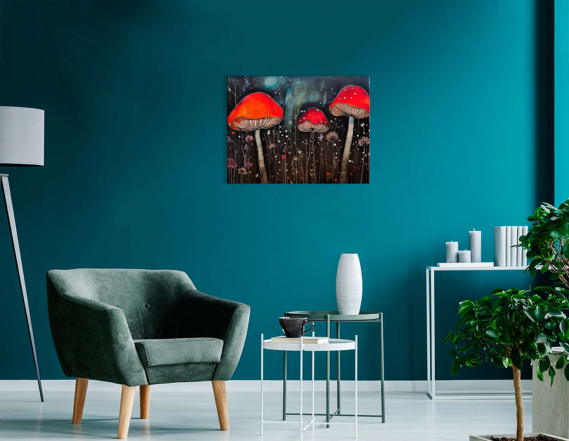 Glowing Forest Mushrooms - Canvas Print - Artoholica Ready to Hang Canvas Print