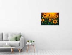 Glowing Sunflowers on Contrast Background - Canvas Print - Artoholica Ready to Hang Canvas Print