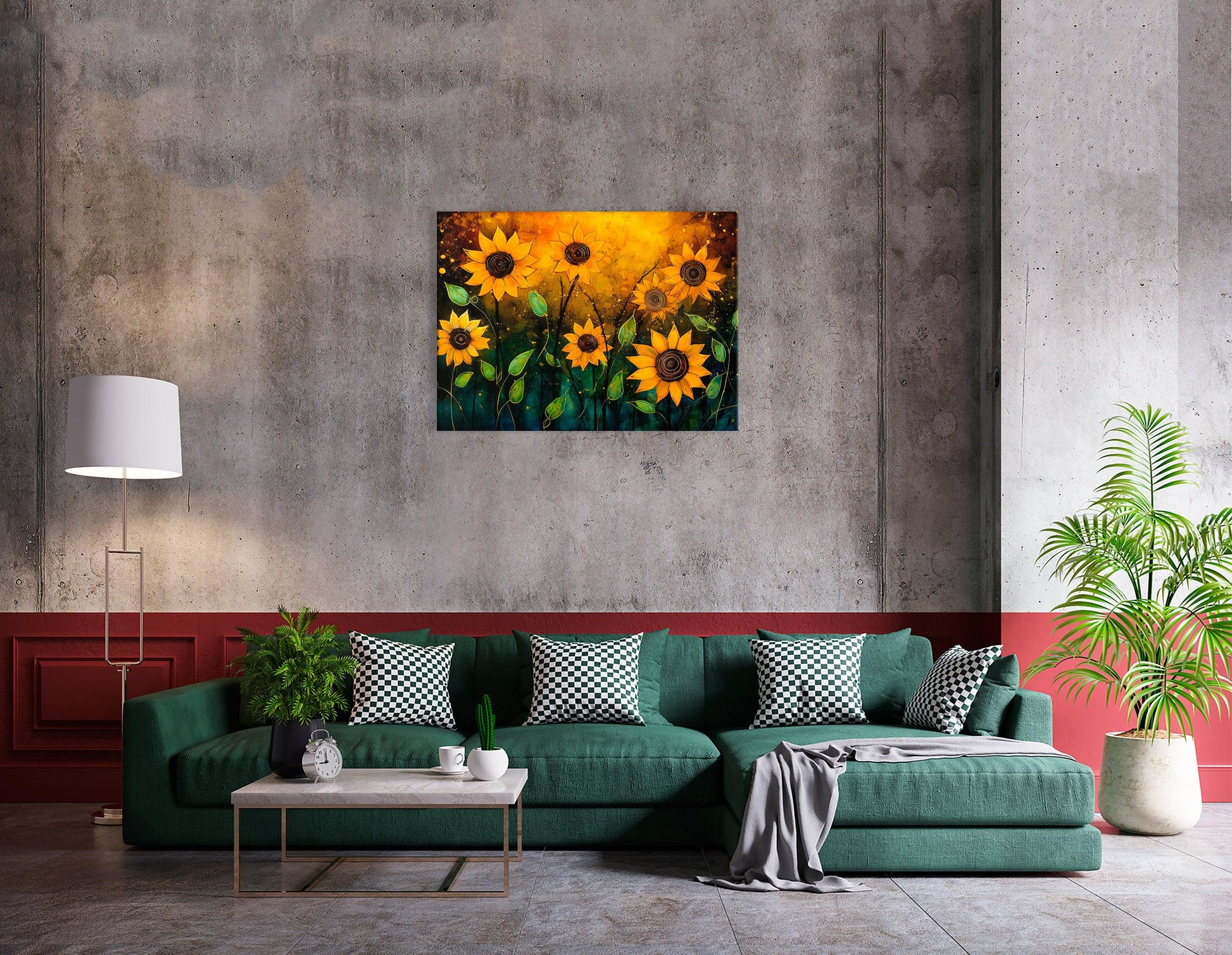 Glowing Sunflowers on Contrast Background - Canvas Print - Artoholica Ready to Hang Canvas Print