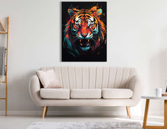 Glowing Tiger Portrait Against Dark Backdrop - Canvas Print - Artoholica Ready to Hang Canvas Print