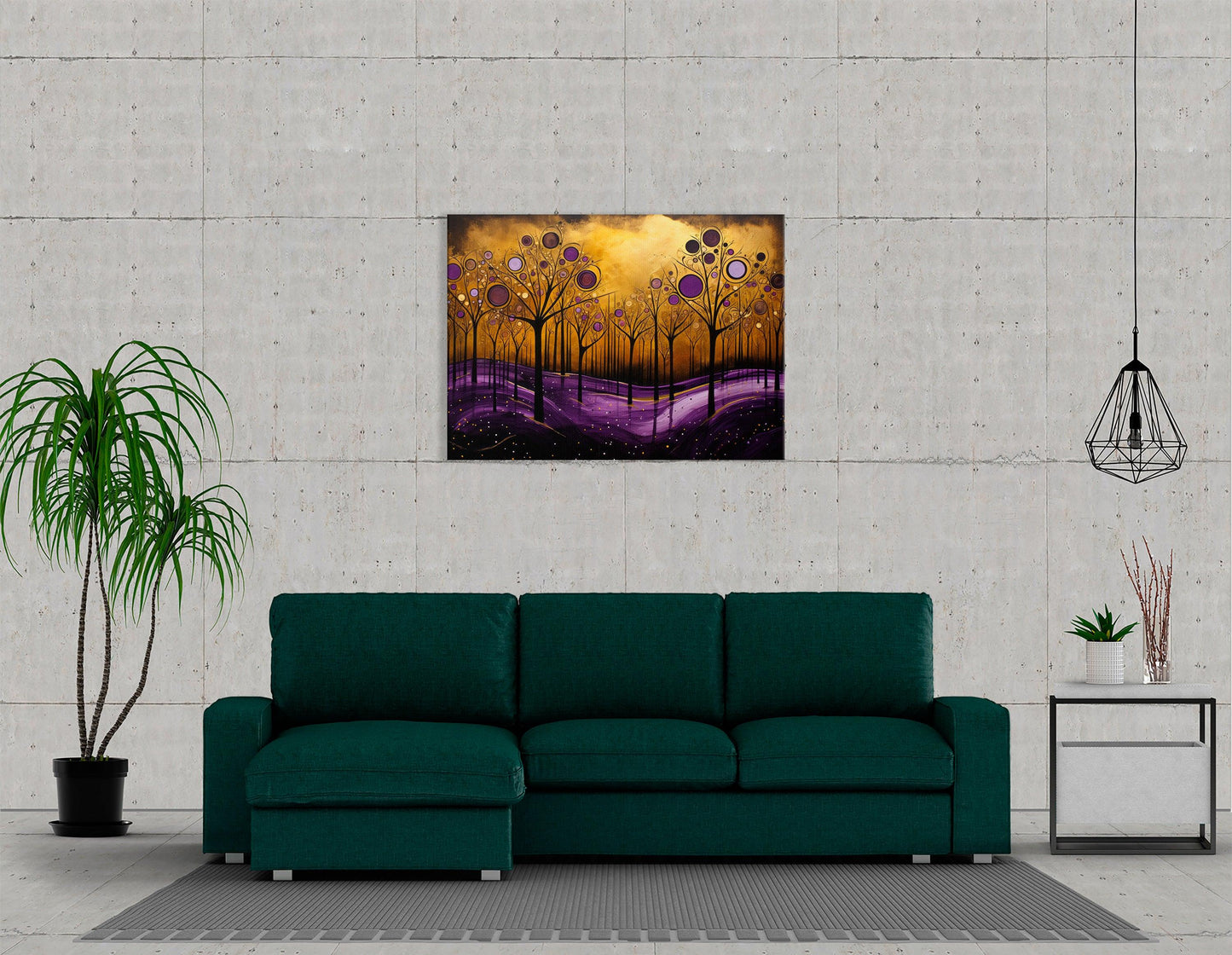 Gold and Purple Abstract Canvas Print with Trees - Artoholica Ready to Hang Canvas Print