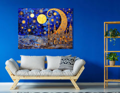 Gold and Sapphire Celestial Dance - Canvas Print - Artoholica Ready to Hang Canvas Print