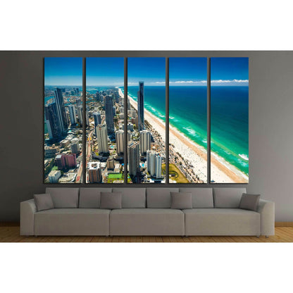 GOLD COAST, AUS, Aerial view of the Gold Coast in Queensland Australia looking from Surfers Paradise north towards Brisbane №2307 Ready to Hang Canvas PrintCanvas art arrives ready to hang, with hanging accessories included and no additional framing requi