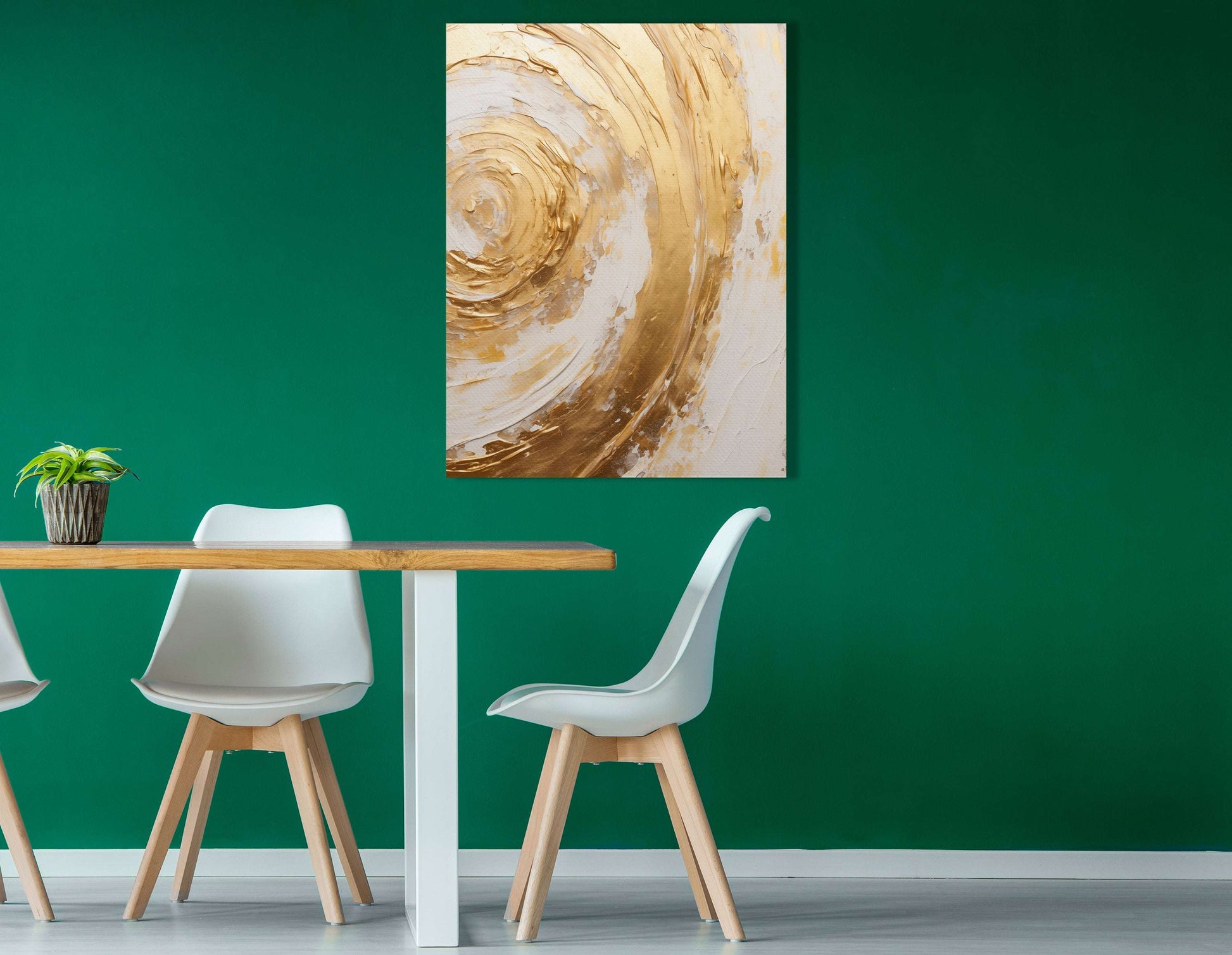 Gold Swirl on White - Canvas Print - Artoholica Ready to Hang Canvas Print