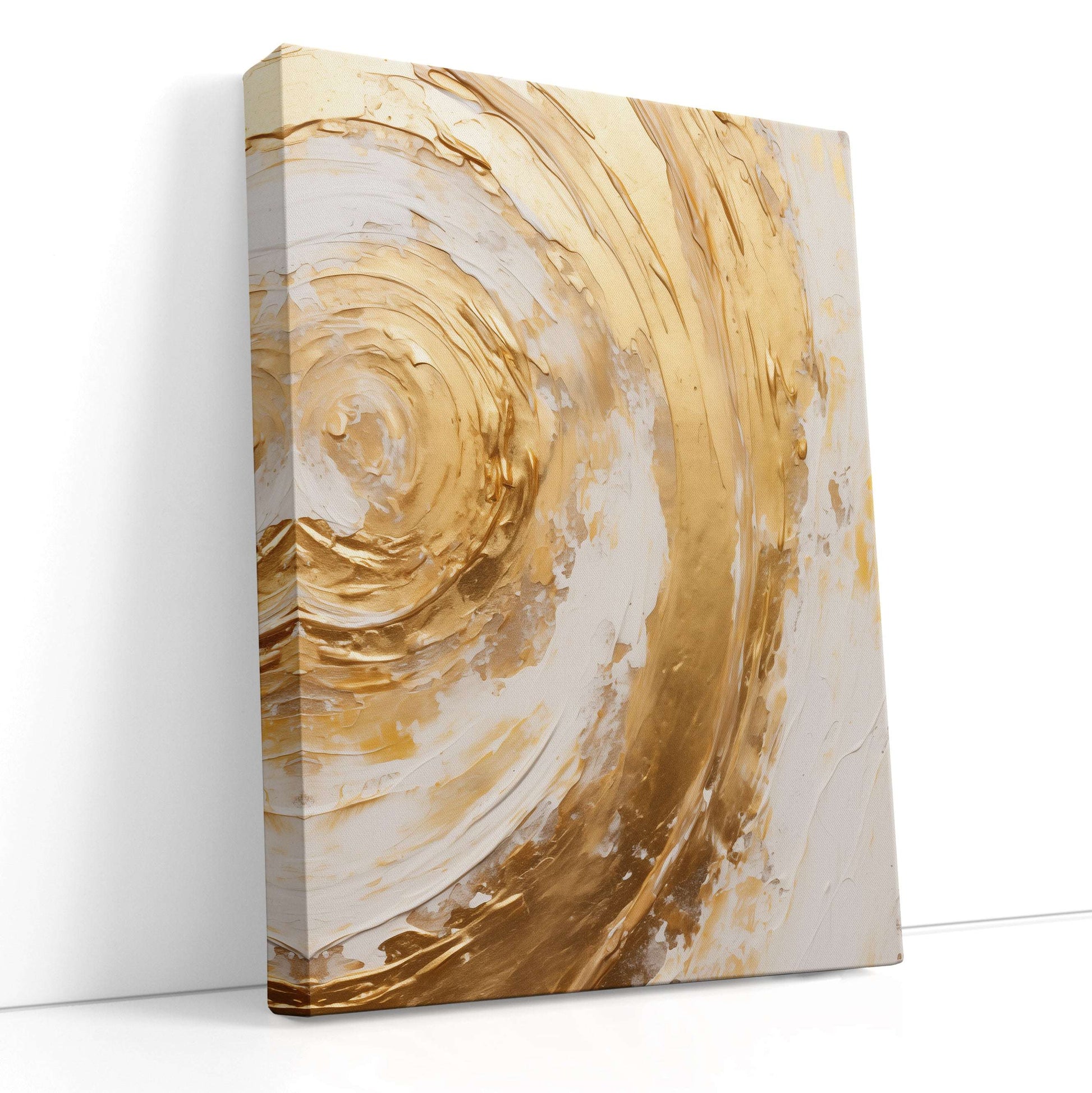 Gold Swirl on White - Canvas Print - Artoholica Ready to Hang Canvas Print