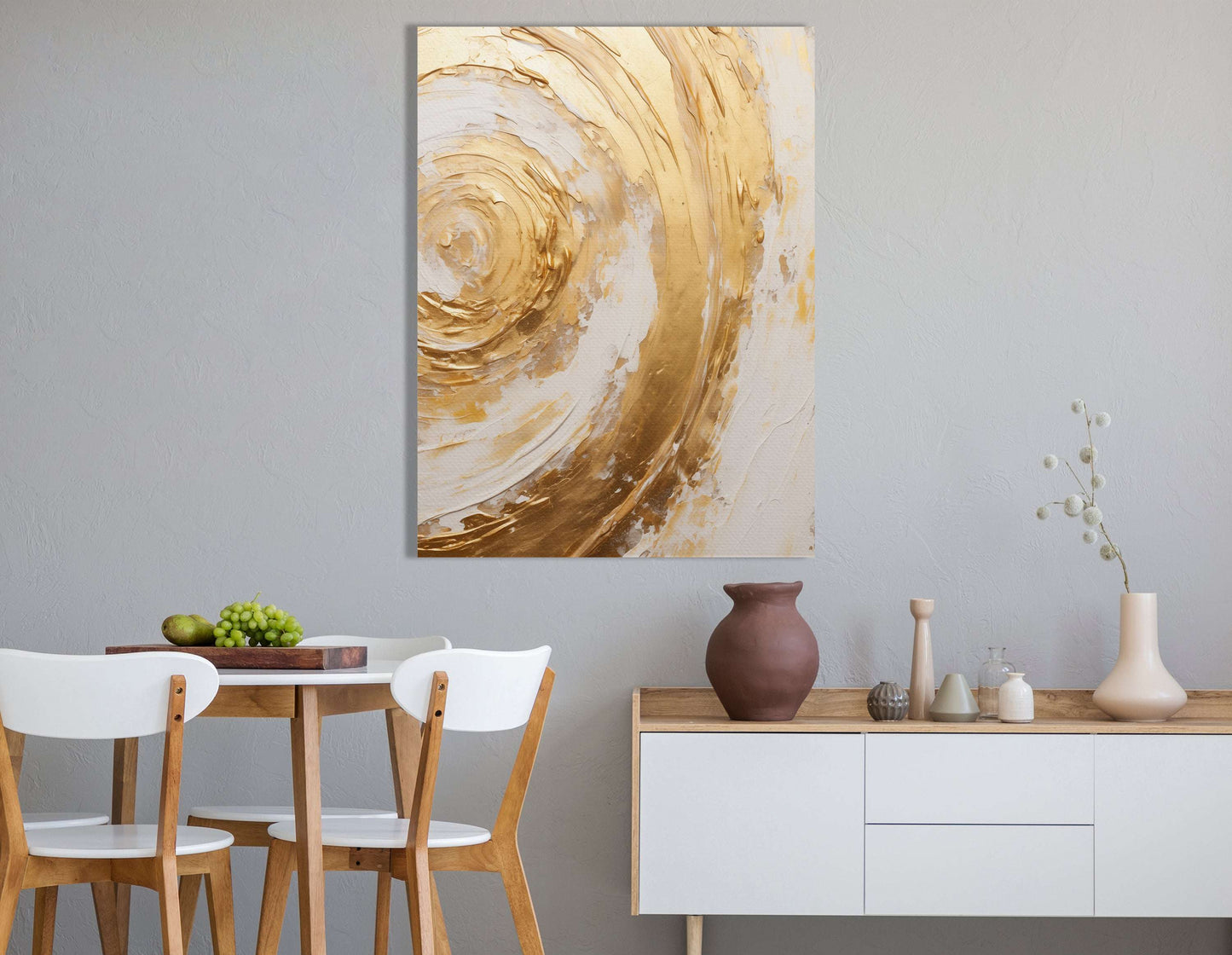 Gold Swirl on White - Canvas Print - Artoholica Ready to Hang Canvas Print