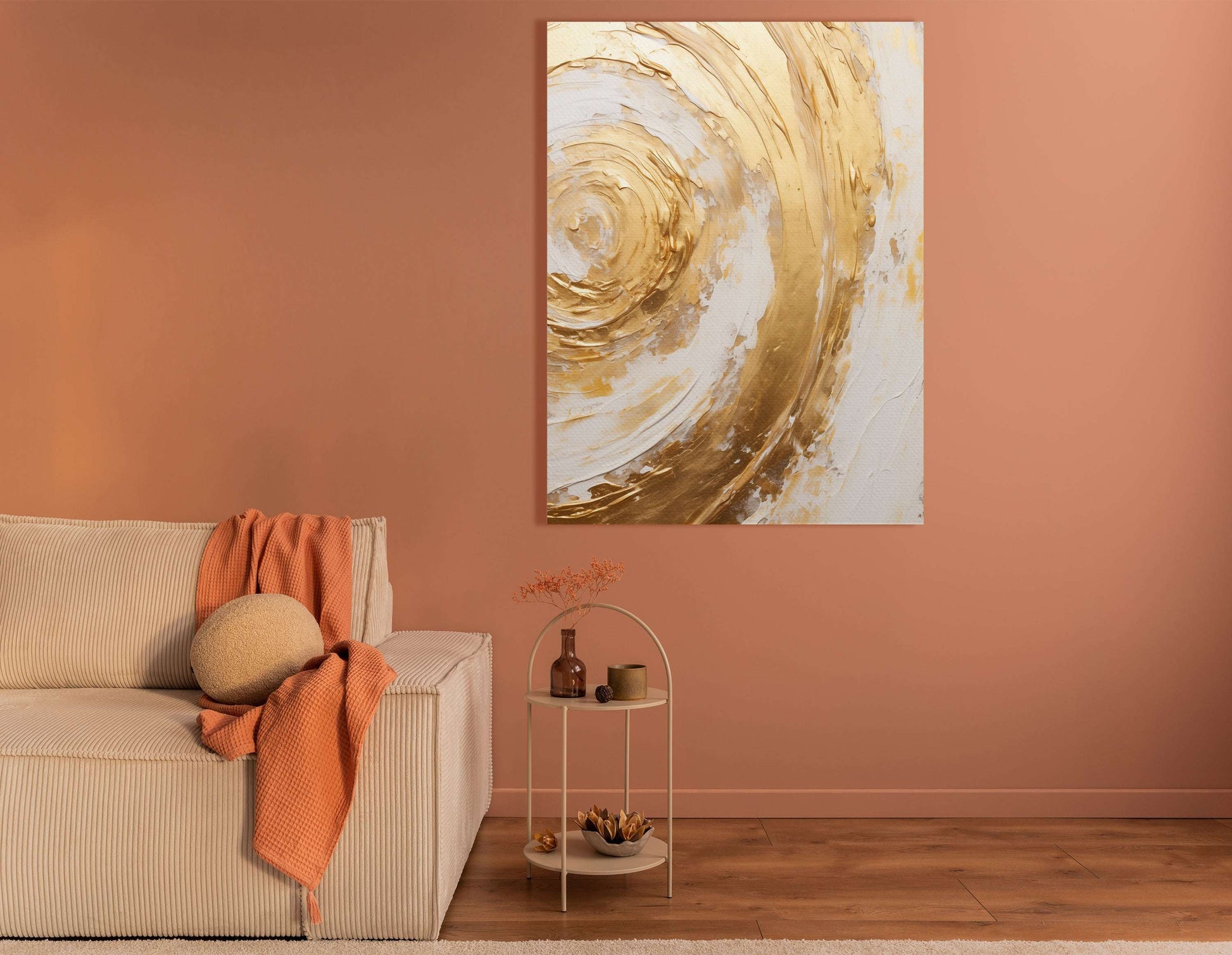 Gold Swirl on White - Canvas Print - Artoholica Ready to Hang Canvas Print