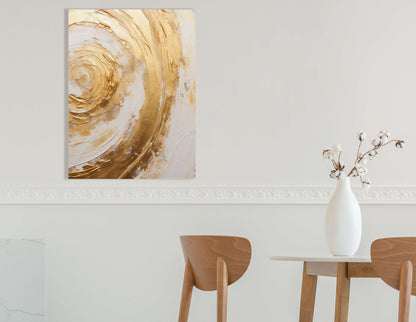 Gold Swirl on White - Canvas Print - Artoholica Ready to Hang Canvas Print