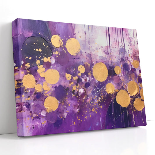 Golden Confetti on Purple - Canvas Print - Artoholica Ready to Hang Canvas Print