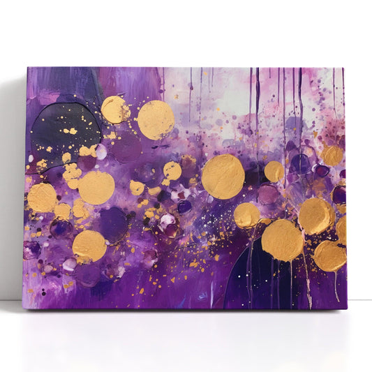 Golden Confetti on Purple - Canvas Print - Artoholica Ready to Hang Canvas Print