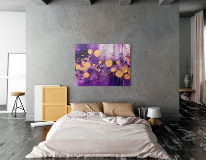 Golden Confetti on Purple - Canvas Print - Artoholica Ready to Hang Canvas Print