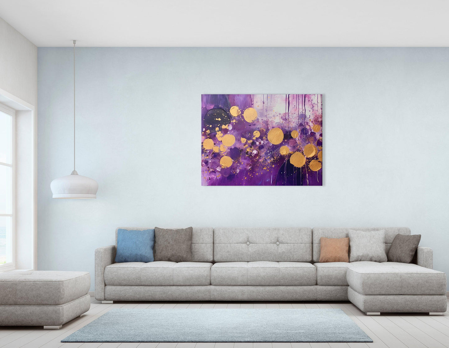 Golden Confetti on Purple - Canvas Print - Artoholica Ready to Hang Canvas Print