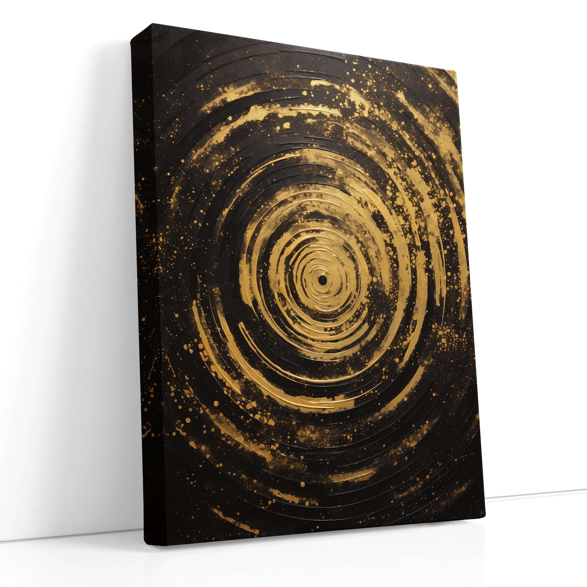 Golden Galaxy Spiral on Black - Canvas Print - Artoholica Ready to Hang Canvas Print