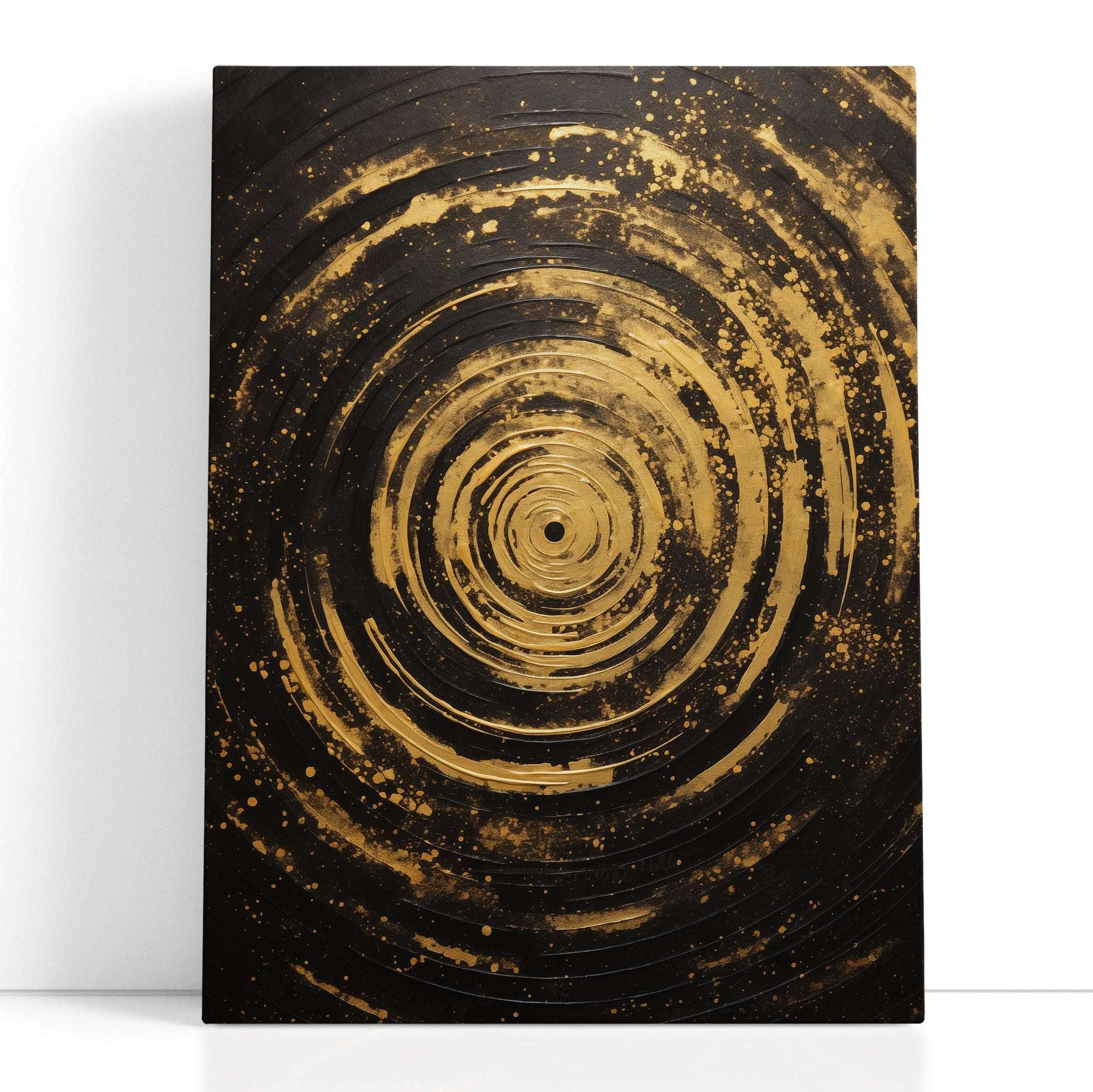 Golden Galaxy Spiral on Black - Canvas Print - Artoholica Ready to Hang Canvas Print