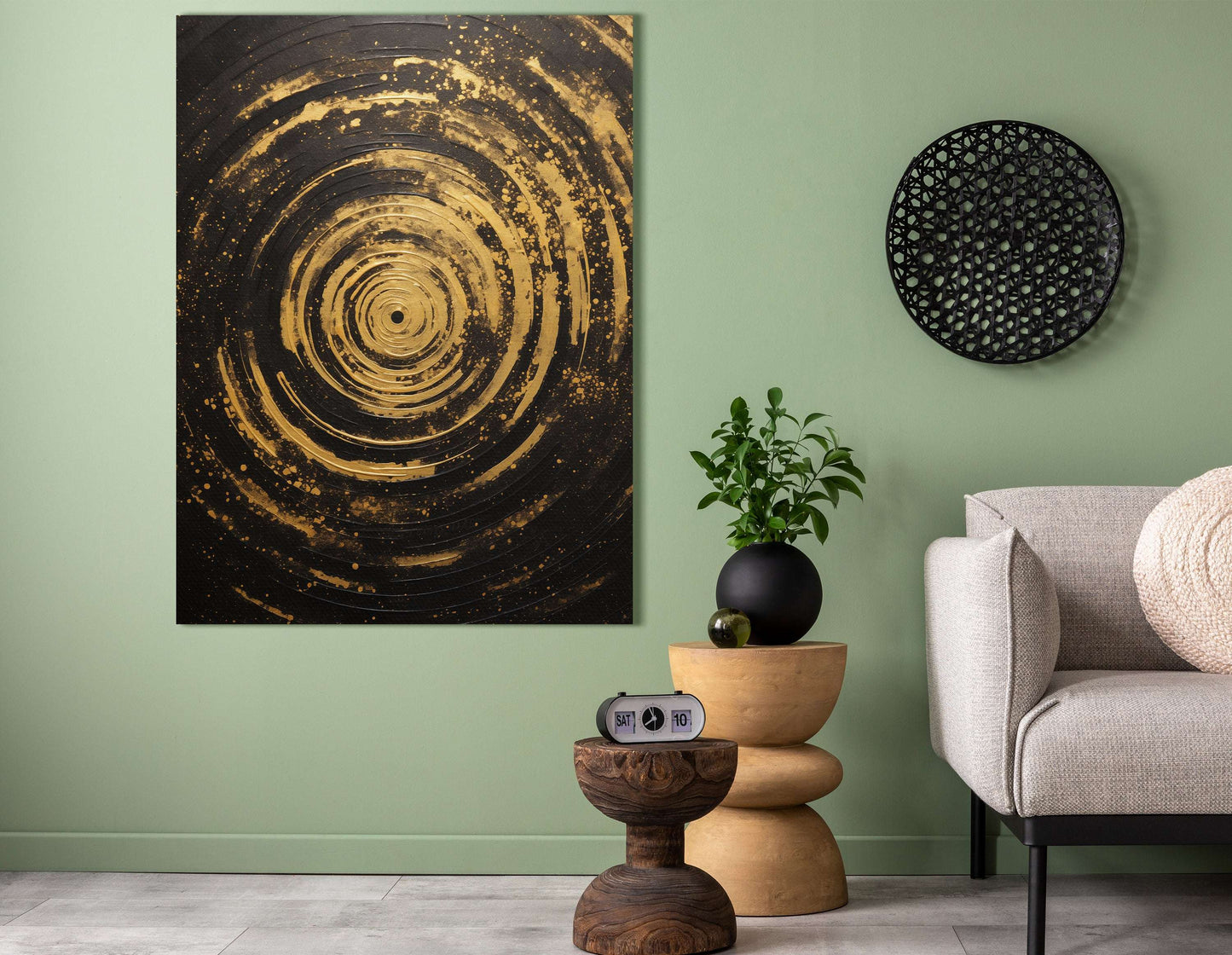 Golden Galaxy Spiral on Black - Canvas Print - Artoholica Ready to Hang Canvas Print