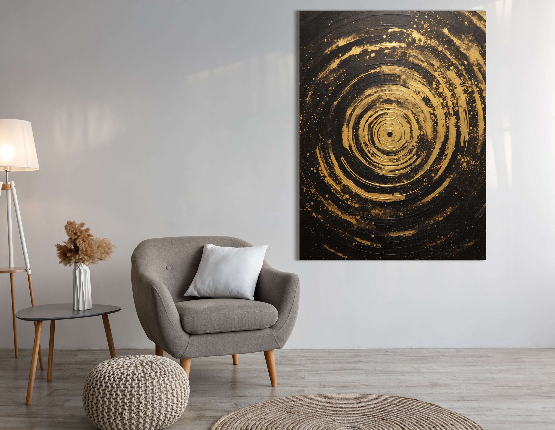 Golden Galaxy Spiral on Black - Canvas Print - Artoholica Ready to Hang Canvas Print