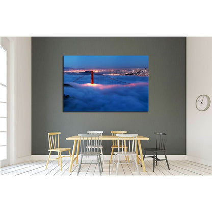 Golden Gate at night surrounded by fog №1935 Ready to Hang Canvas PrintCanvas art arrives ready to hang, with hanging accessories included and no additional framing required. Every canvas print is hand-crafted, made on-demand at our workshop and expertly