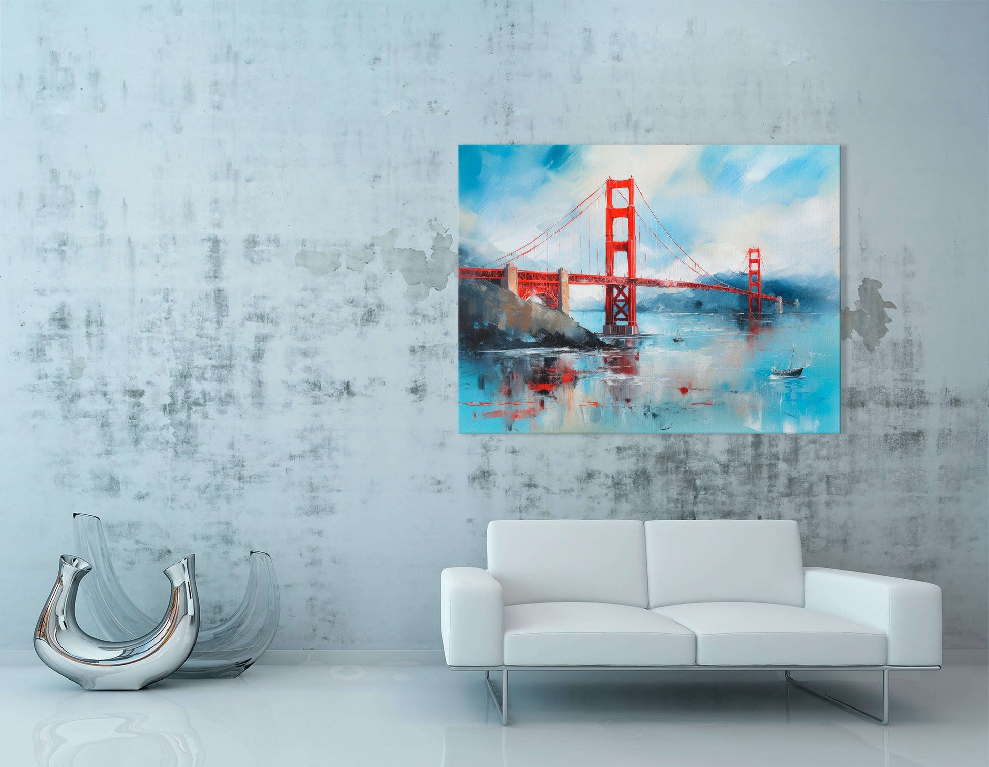 Golden Gate Bridge Seascape - Canvas Print - Artoholica Ready to Hang Canvas Print