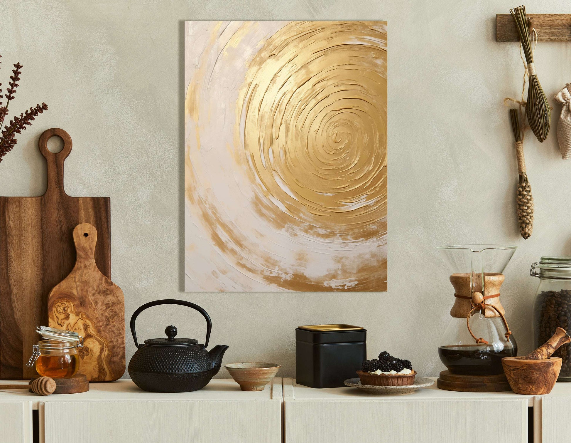 Golden Swirl Spiral Pattern - Canvas Print - Artoholica Ready to Hang Canvas Print