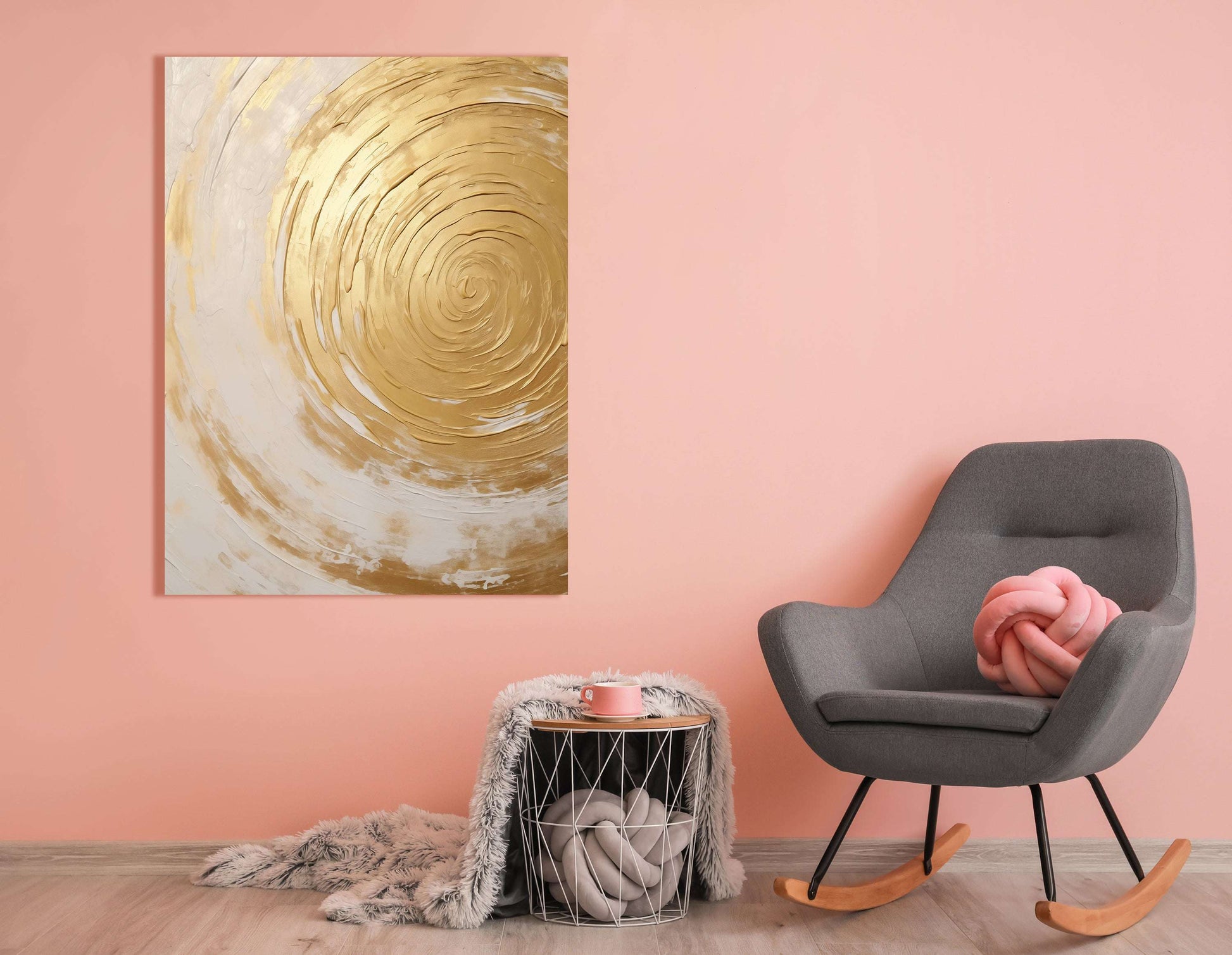 Golden Swirl Spiral Pattern - Canvas Print - Artoholica Ready to Hang Canvas Print