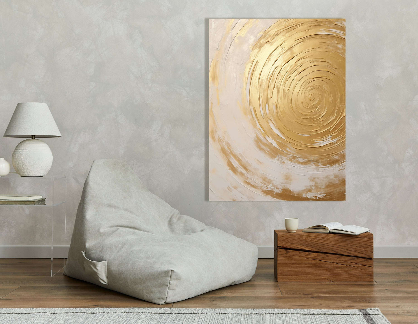 Golden Swirl Spiral Pattern - Canvas Print - Artoholica Ready to Hang Canvas Print