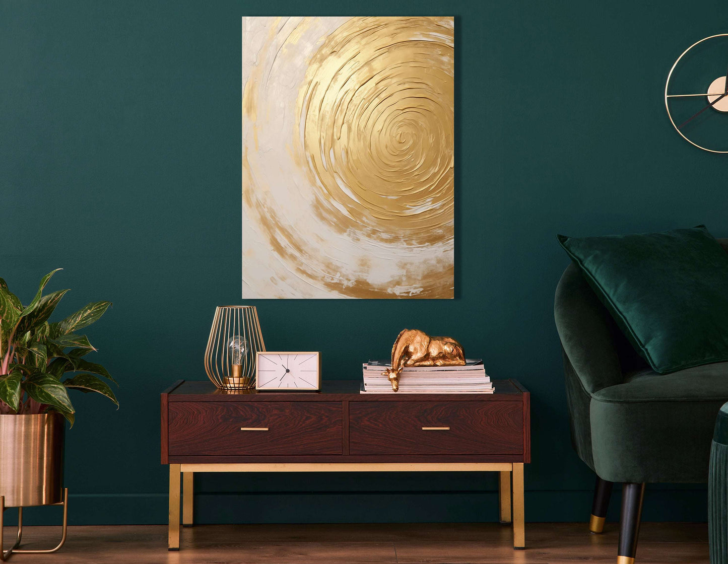 Golden Swirl Spiral Pattern - Canvas Print - Artoholica Ready to Hang Canvas Print