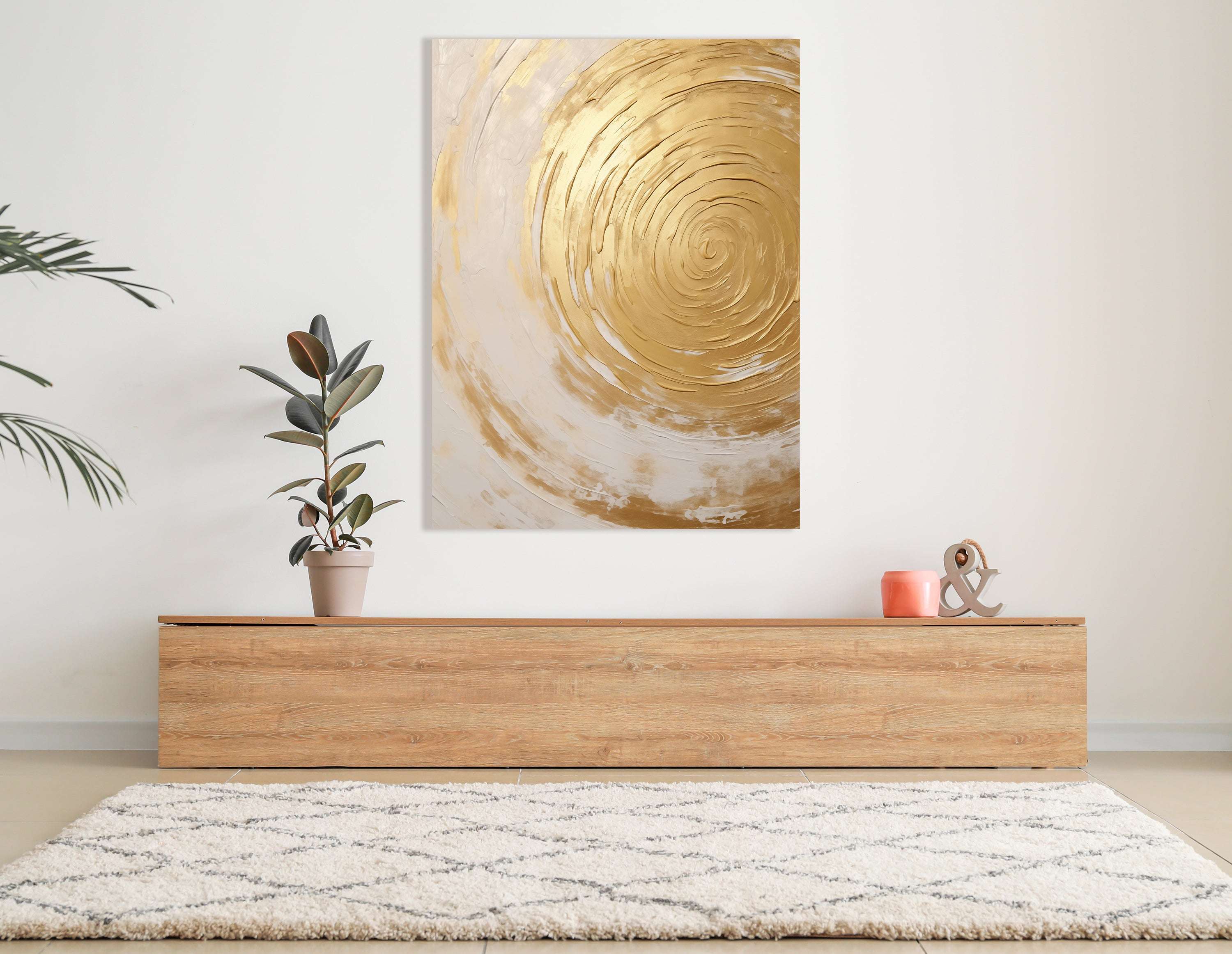 Golden Swirl Spiral Pattern - Canvas Print - Artoholica Ready to Hang Canvas Print