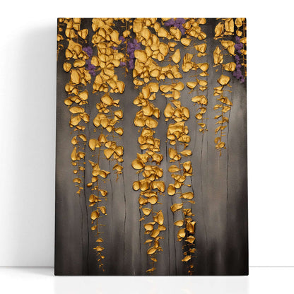 Golden Wisteria on Dark Gray - Canvas Print - Artoholica Ready to Hang Canvas Print