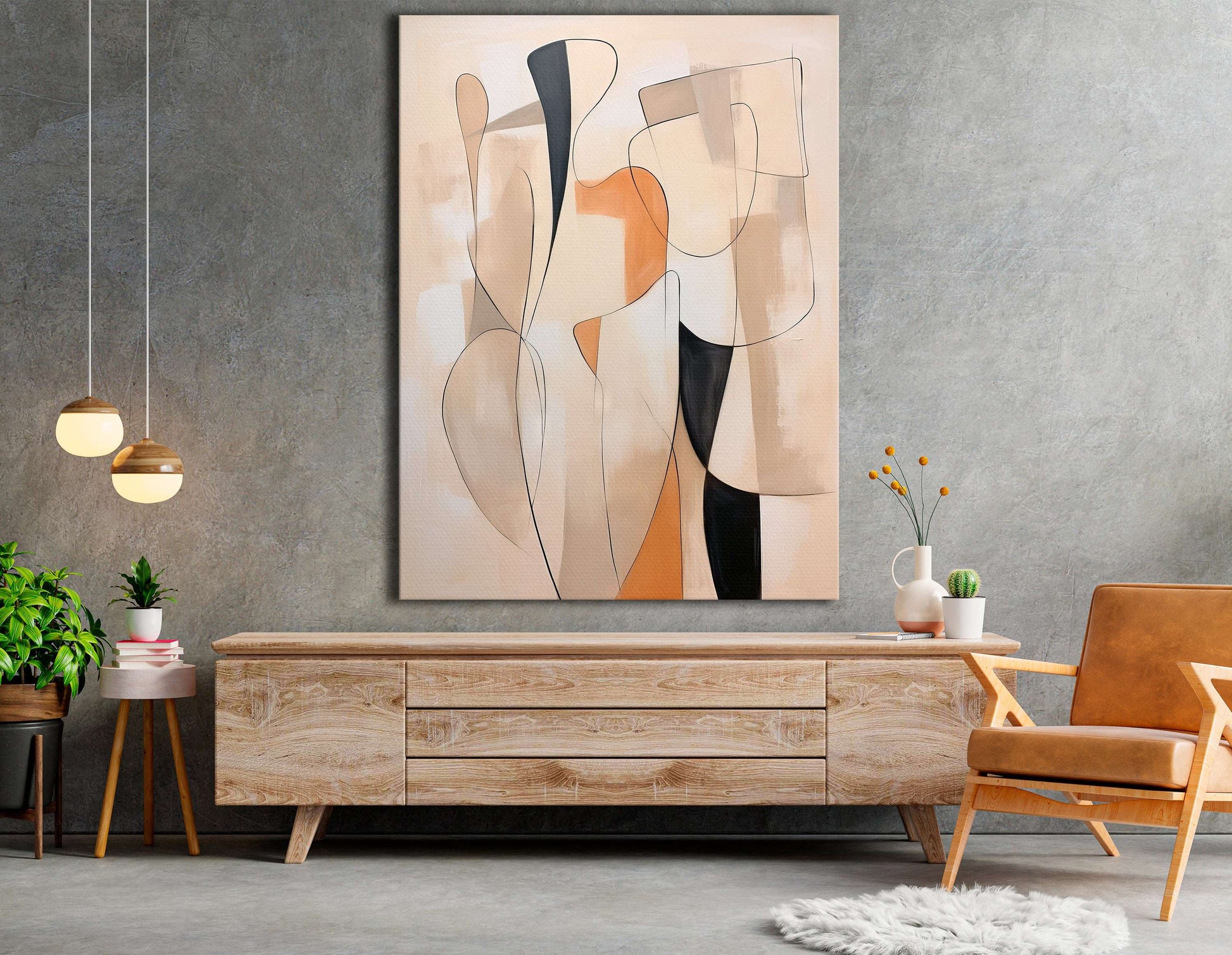 Graceful Curves in a Muted Palette - Canvas Print - Artoholica Ready to Hang Canvas Print