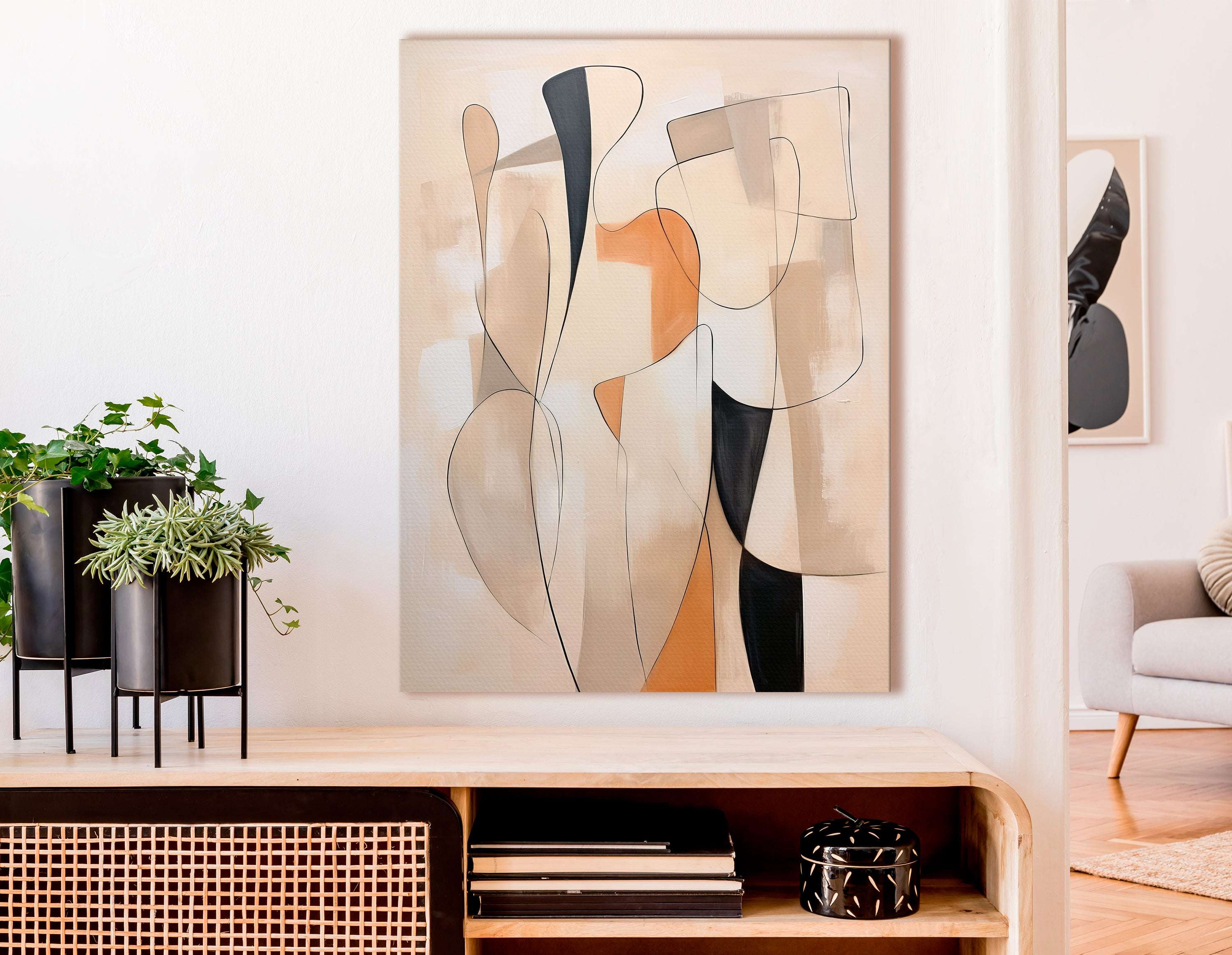 Graceful Curves in a Muted Palette - Canvas Print - Artoholica Ready to Hang Canvas Print