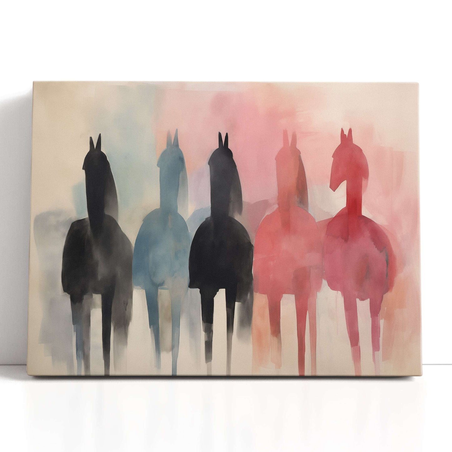 Graceful Horses in Subtle Pastels - Canvas Print - Artoholica Ready to Hang Canvas Print